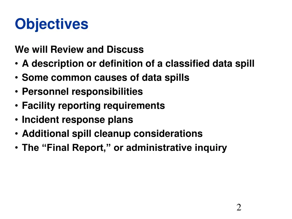 objectives