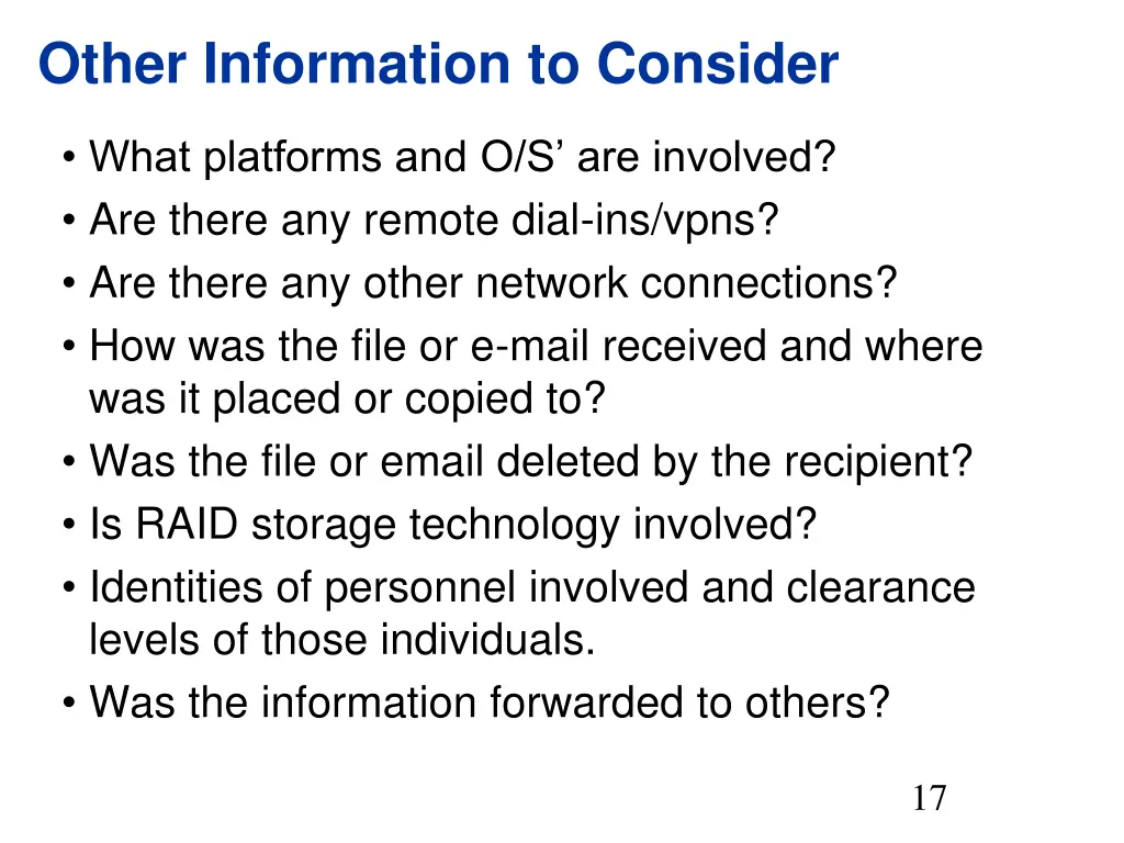 other information to consider