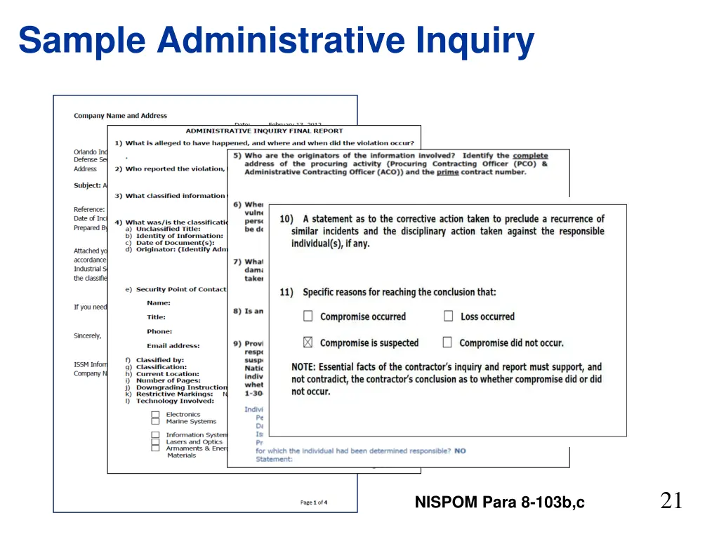 sample administrative inquiry