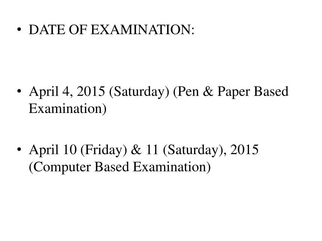 date of examination