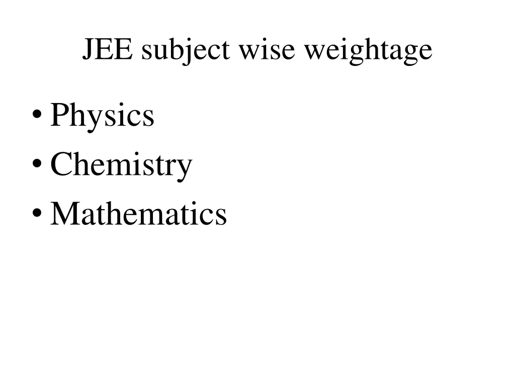 jee subject wise weightage