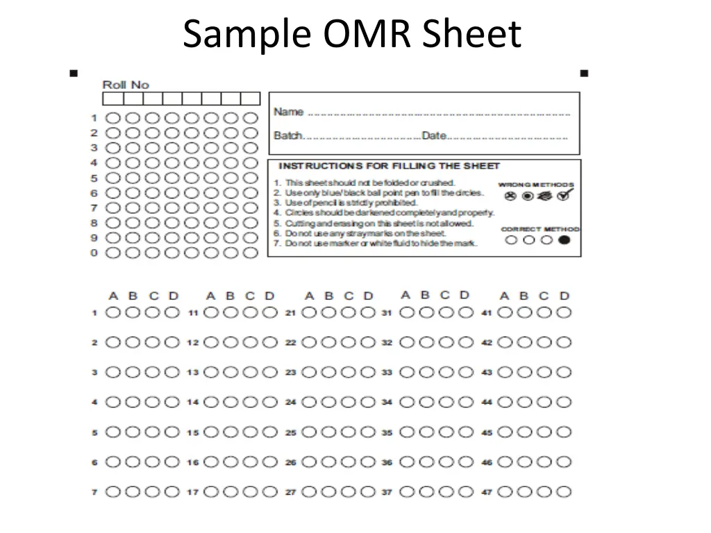 sample omr sheet
