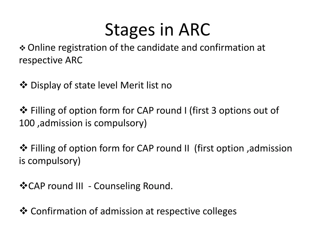 stages in arc
