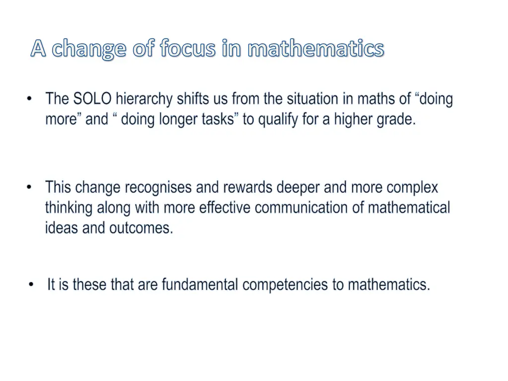a change of focus in mathematics