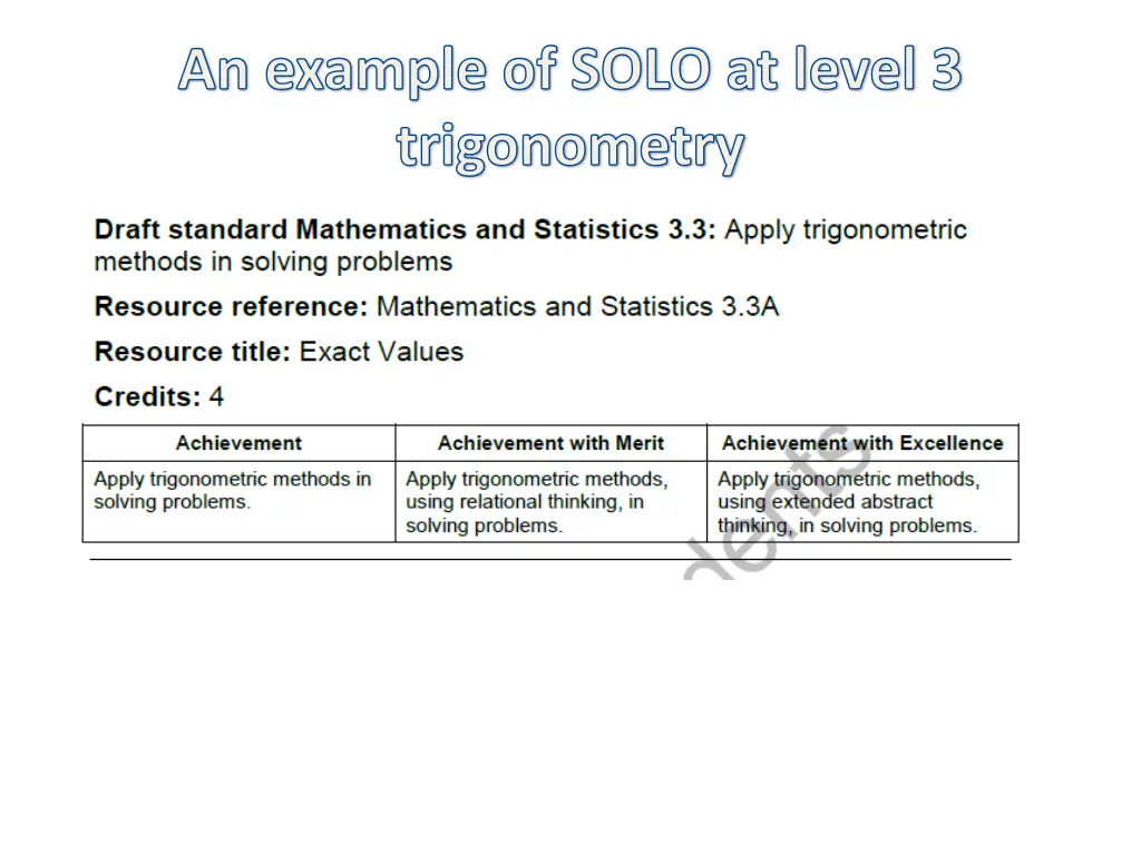 an example of solo at level 3 trigonometry