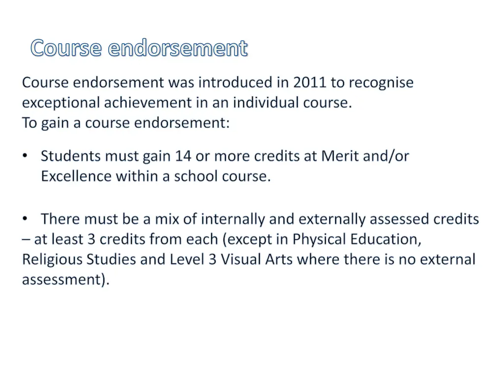 course endorsement