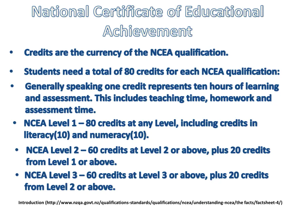 national certificate of educational achievement