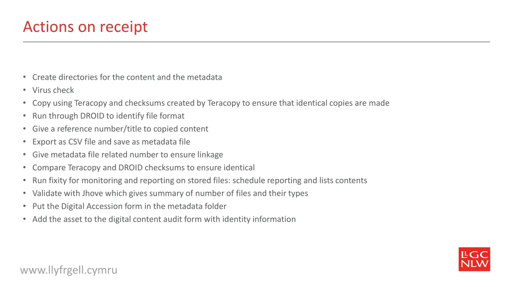 actions on receipt