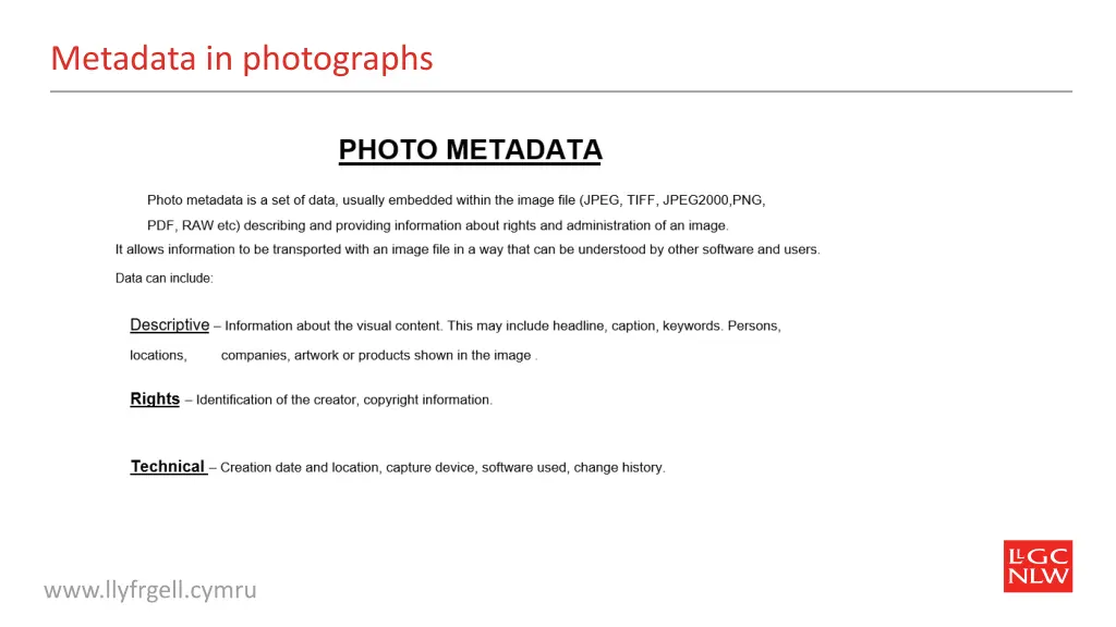 metadata in photographs