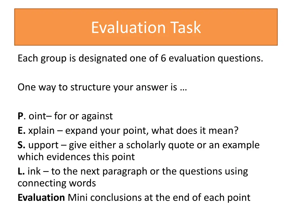 evaluation task