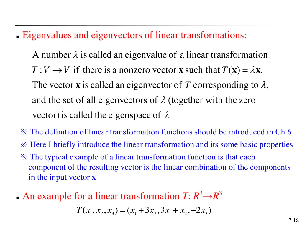 eigenvalues and eigenvectors of linear