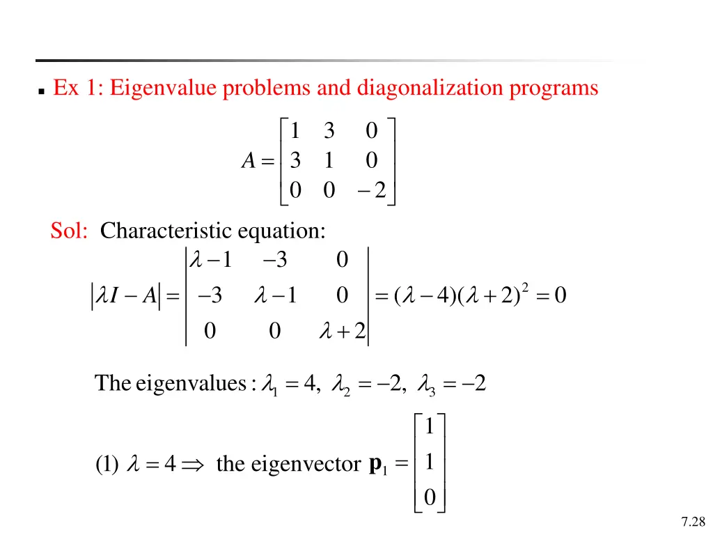 ex 1 eigenvalue problems and diagonalization