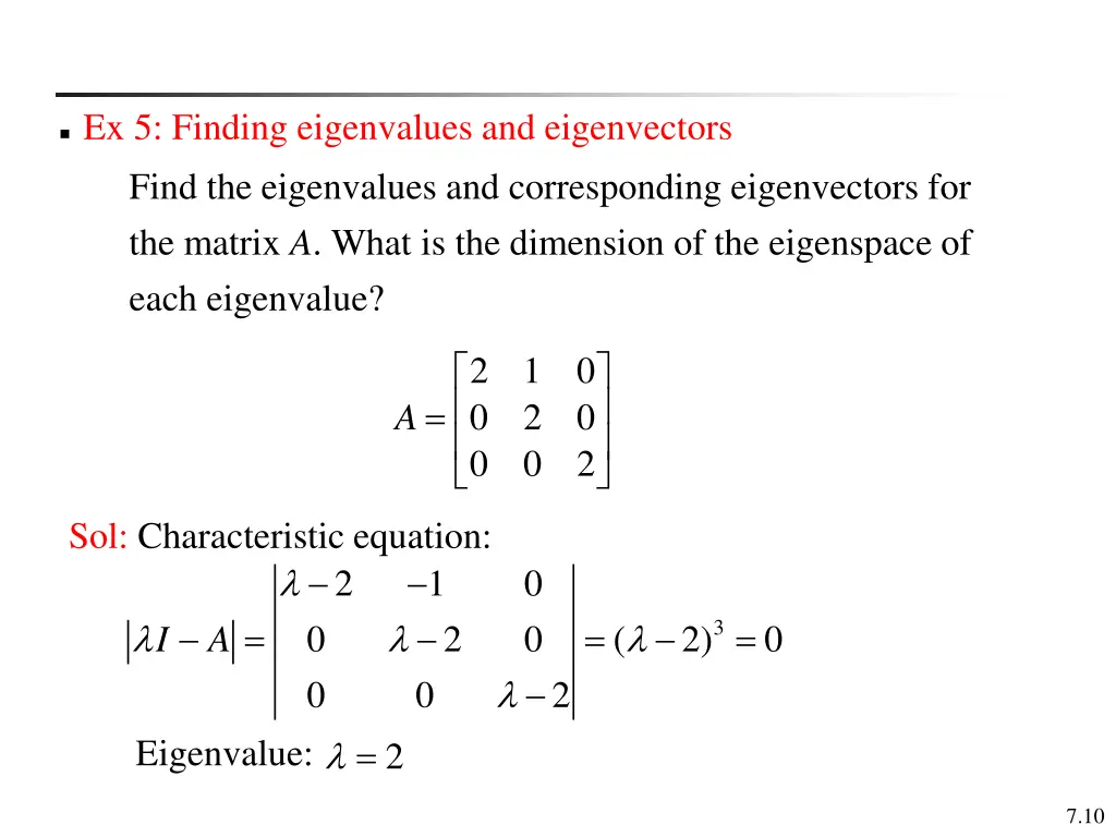 ex 5 finding eigenvalues and eigenvectors find