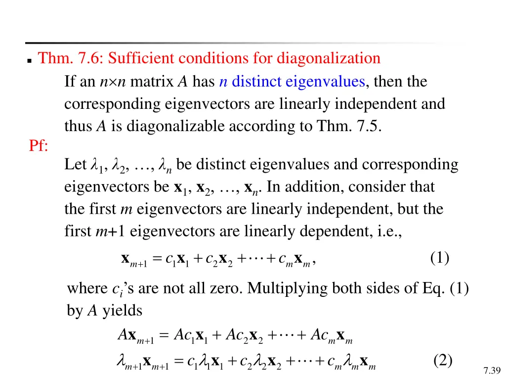 thm 7 6 sufficient conditions for diagonalization