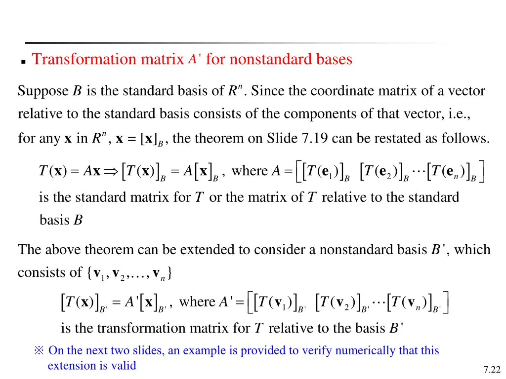 transformation matrix for nonstandard bases a