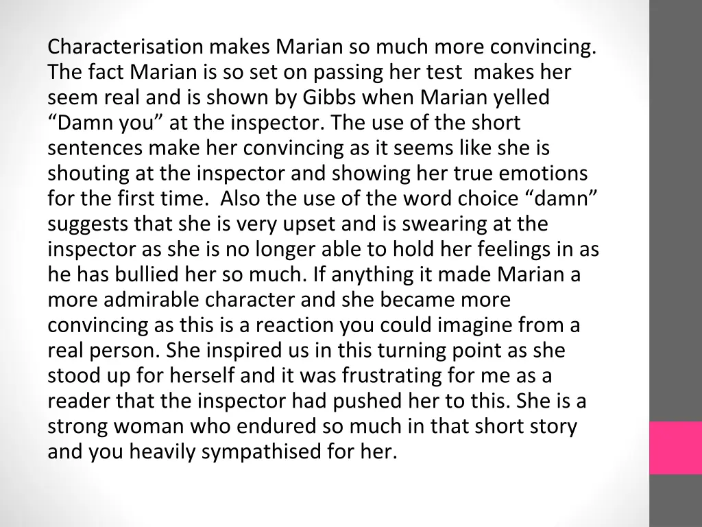 characterisation makes marian so much more