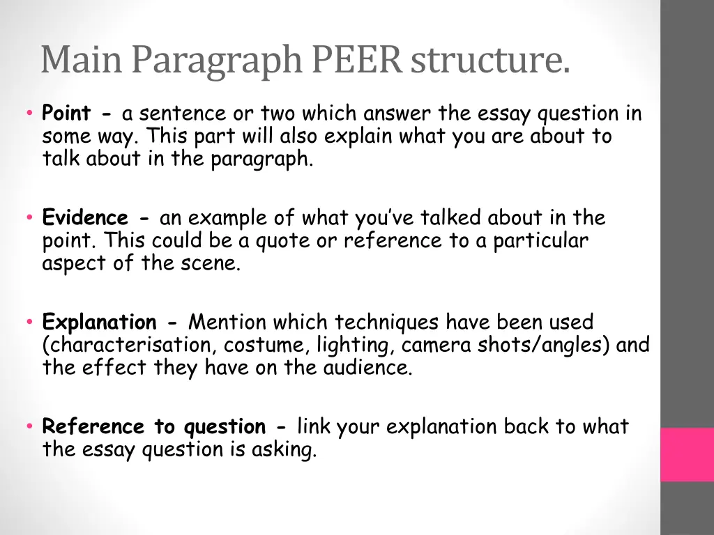 main paragraph peer structure