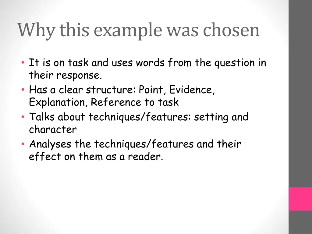 why this example was chosen