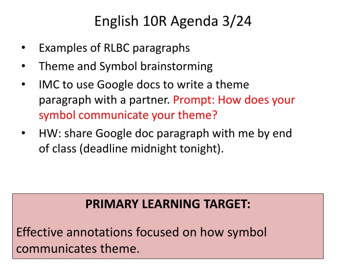 english 10r agenda 3 24