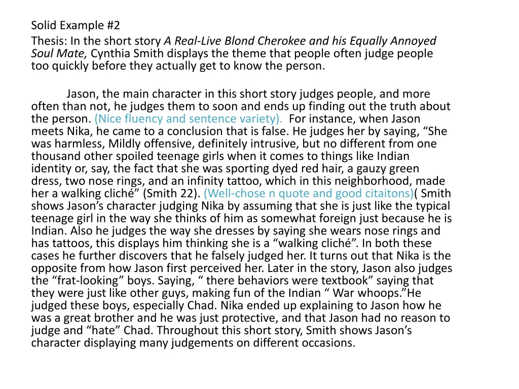 solid example 2 thesis in the short story a real