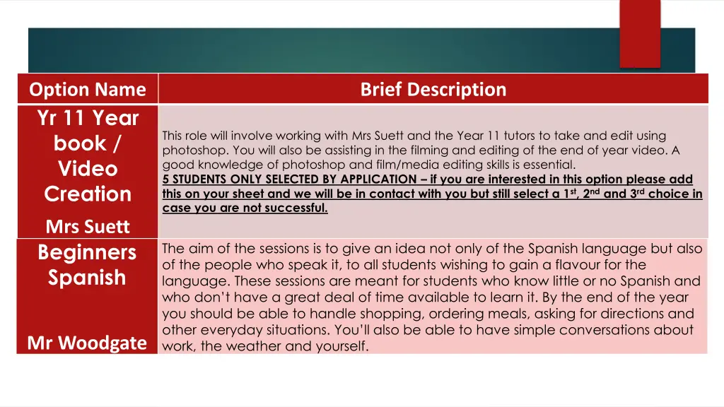 option name yr 11 year book video creation