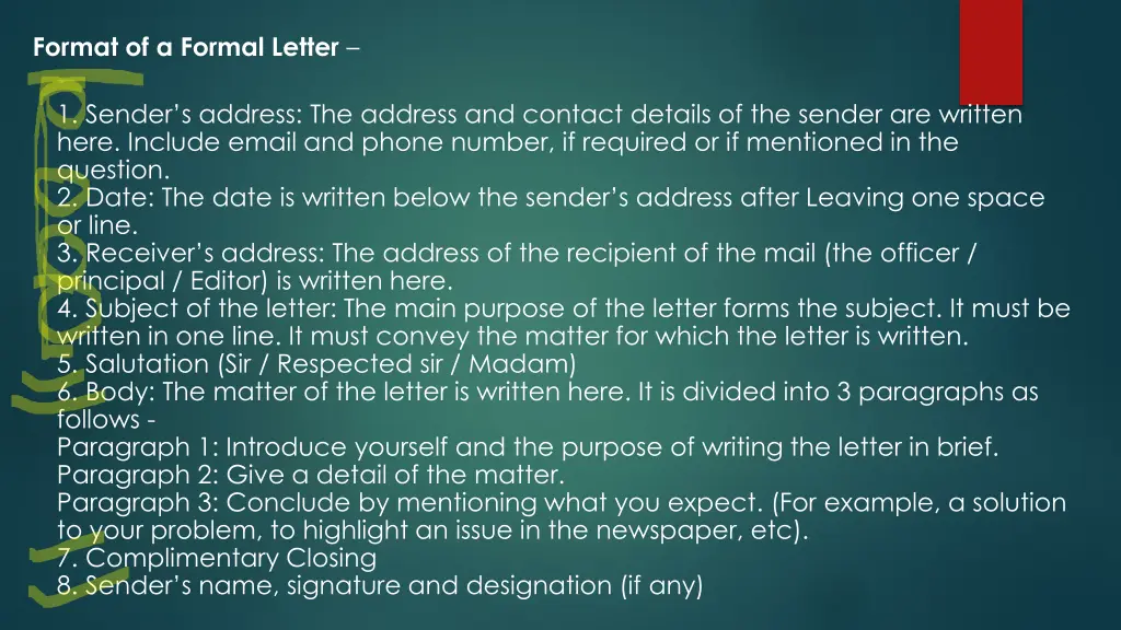 format of a formal letter