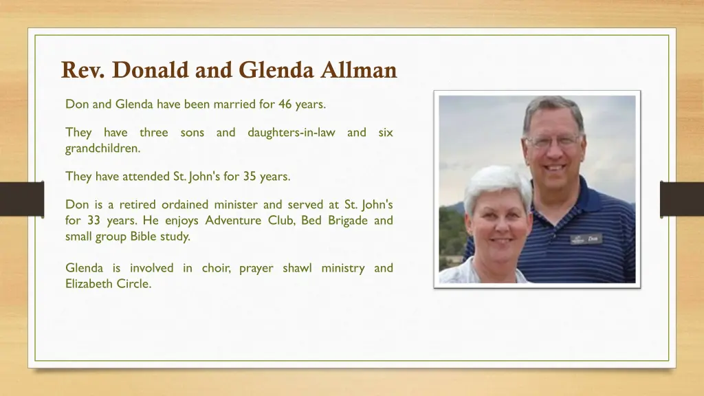 rev donald and glenda allman