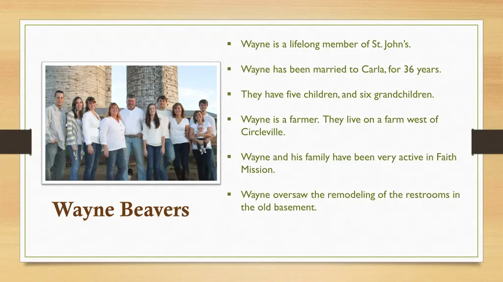 wayne is a lifelong member of st john s