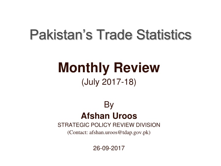 pakistan s trade statistics