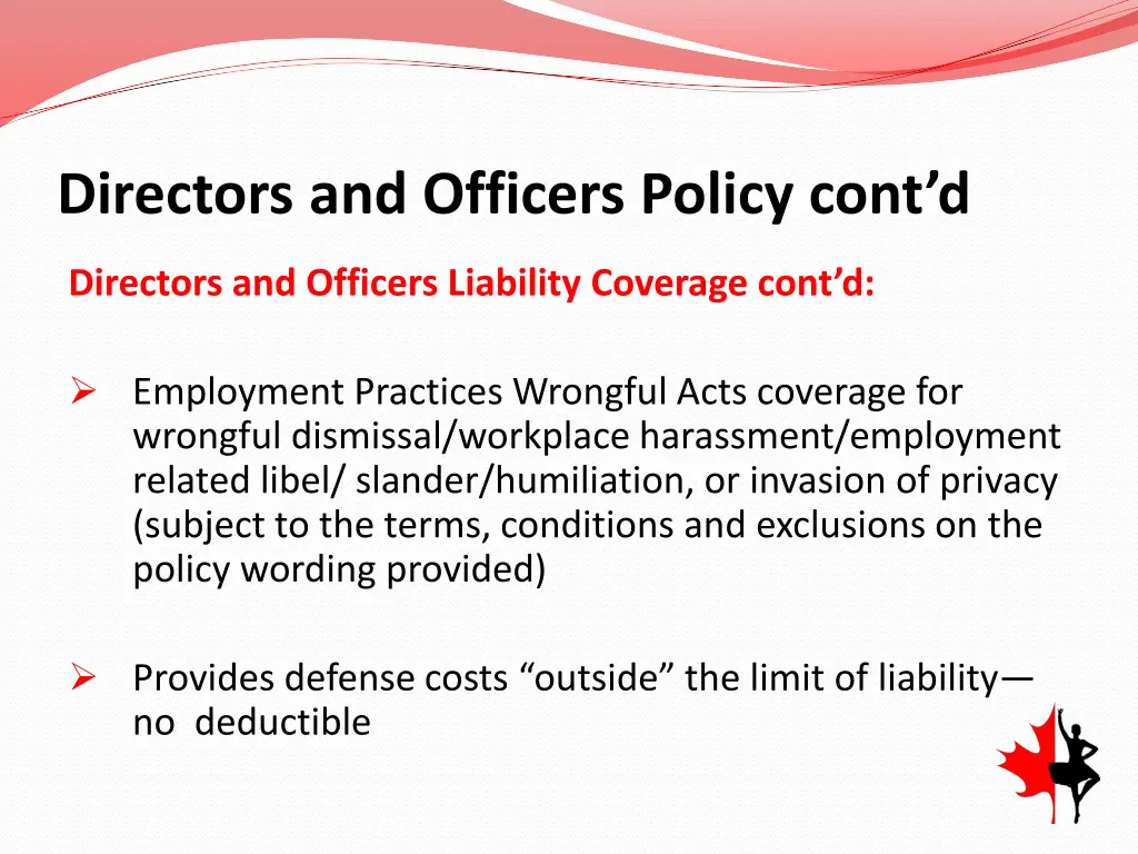 directors and officers policy cont d