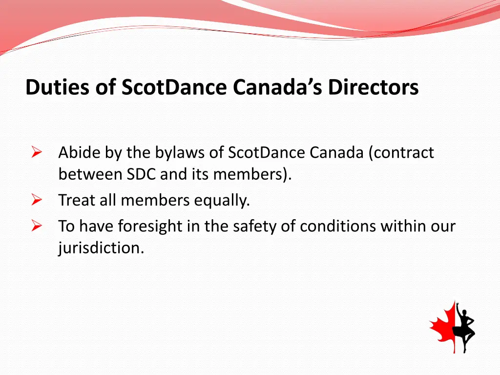duties of scotdance canada s directors