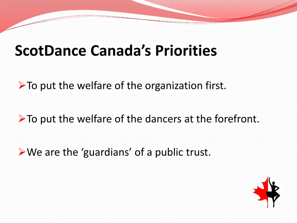 scotdance canada s priorities
