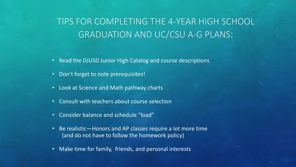 tips for completing the 4 year high school