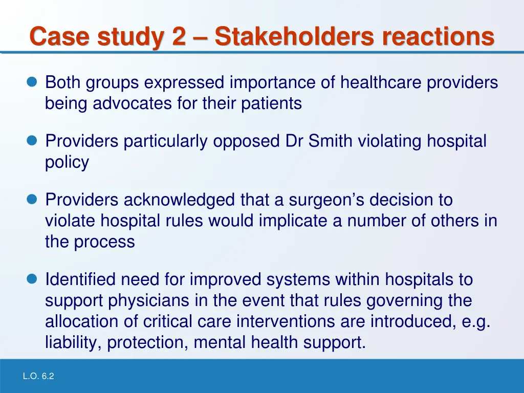case study 2 stakeholders reactions