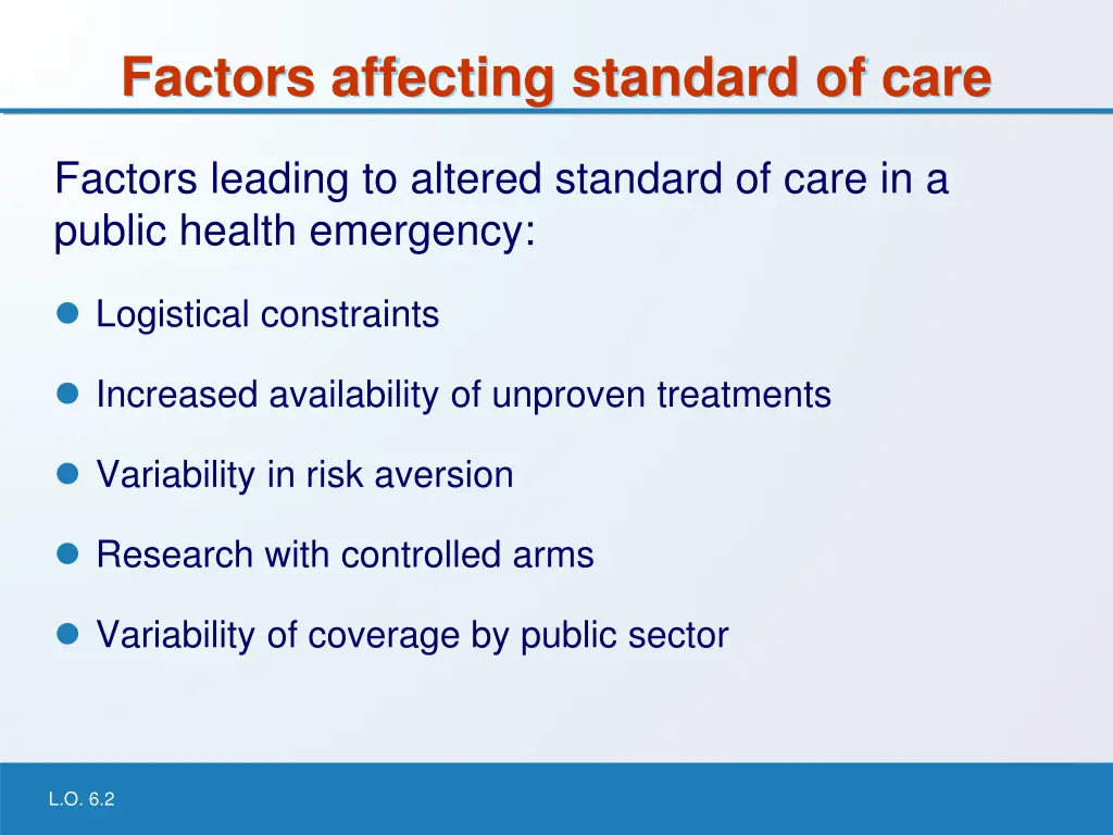 factors affecting standard of care