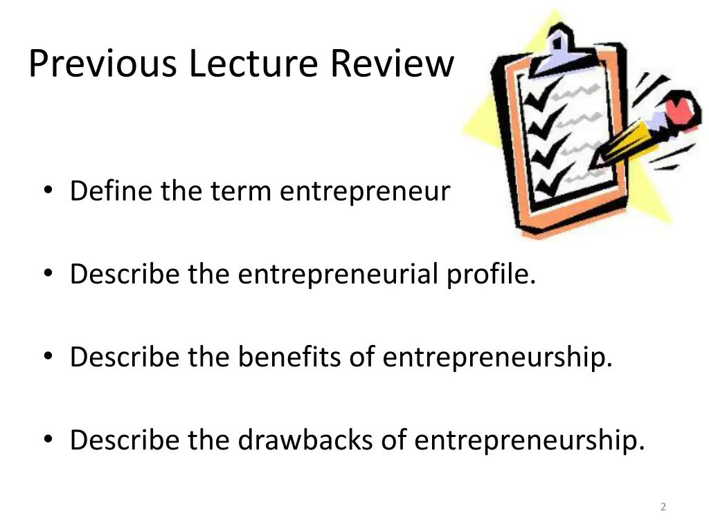 previous lecture review
