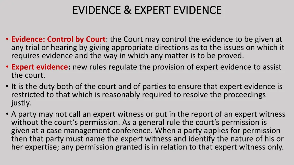 evidence expert evidence evidence expert evidence