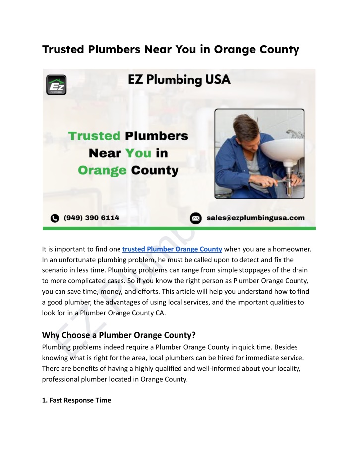trusted plumbers near you in orange county