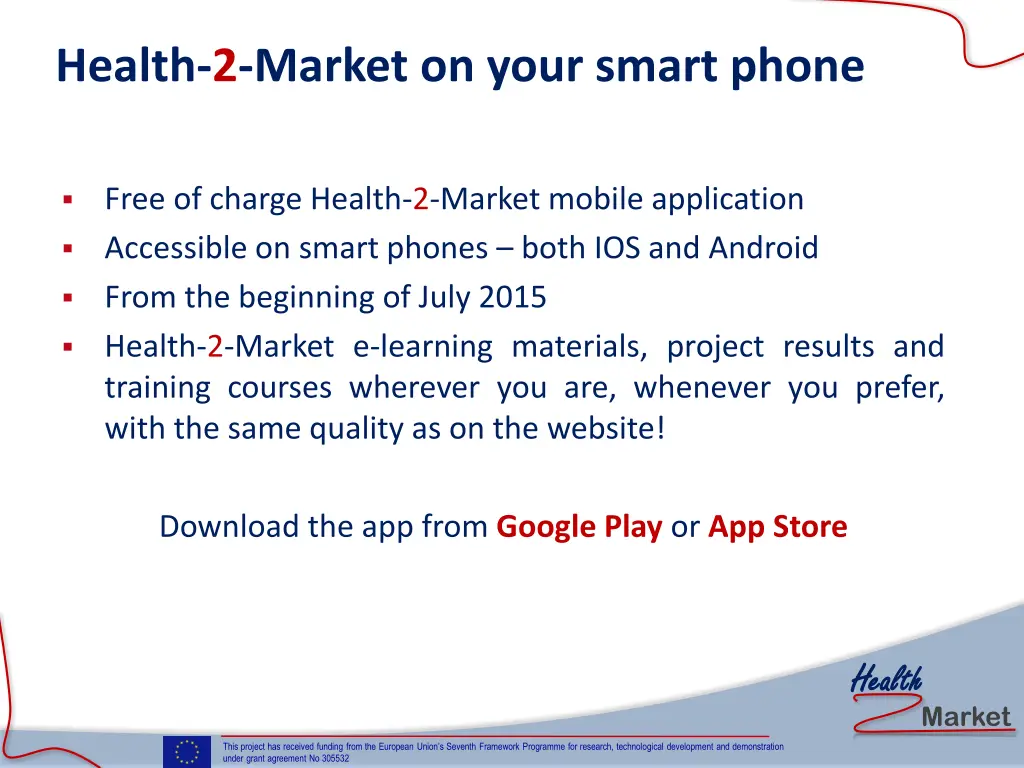 health 2 market on your smart phone