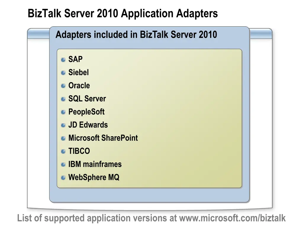 biztalk server 2010 application adapters