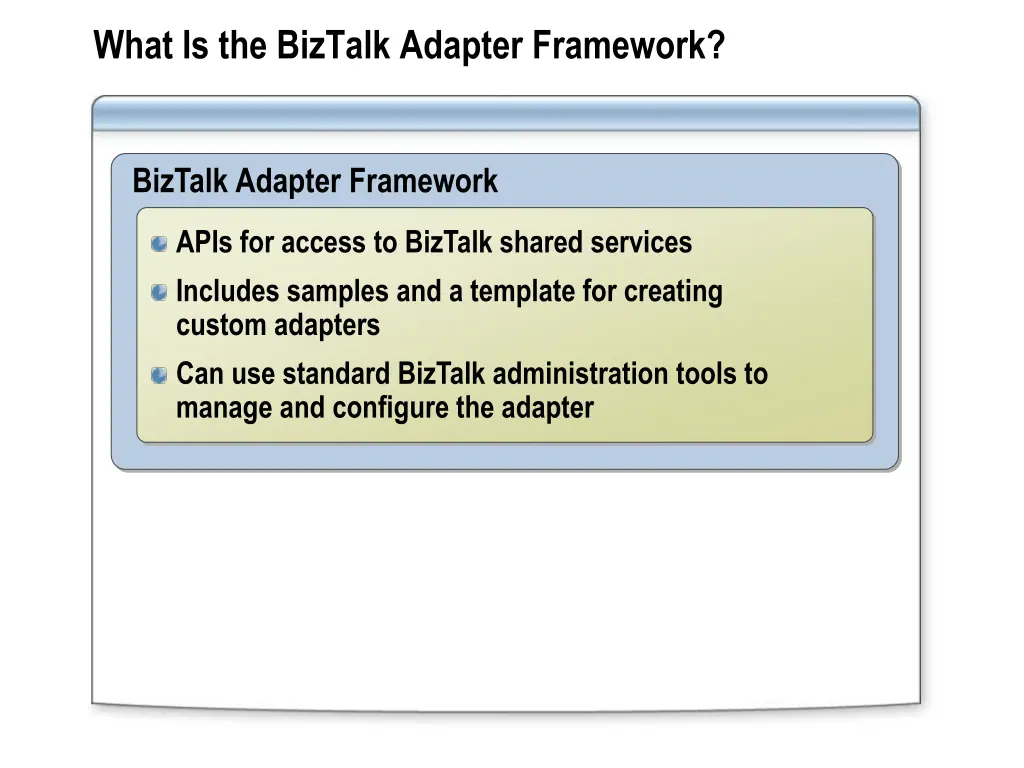 what is the biztalk adapter framework