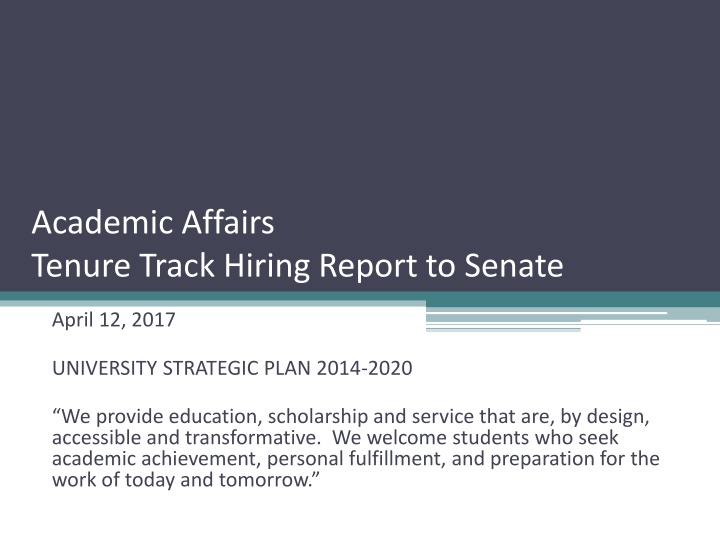 academic affairs tenure track hiring report
