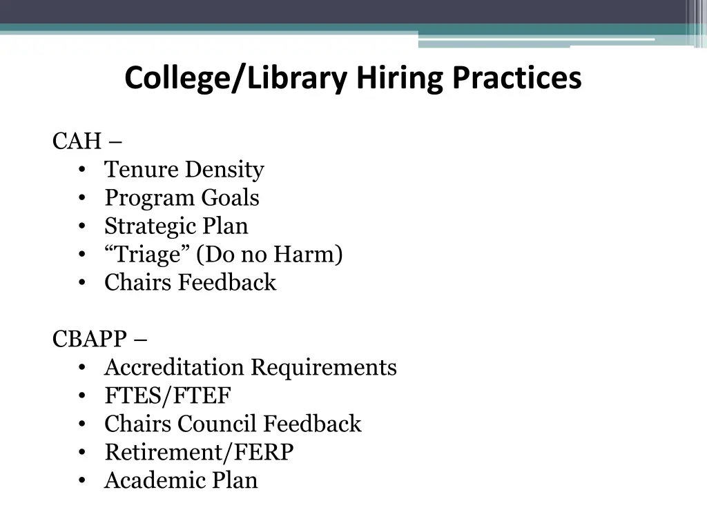 college library hiring practices