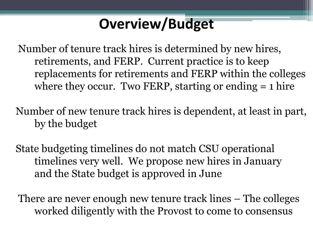 overview budget