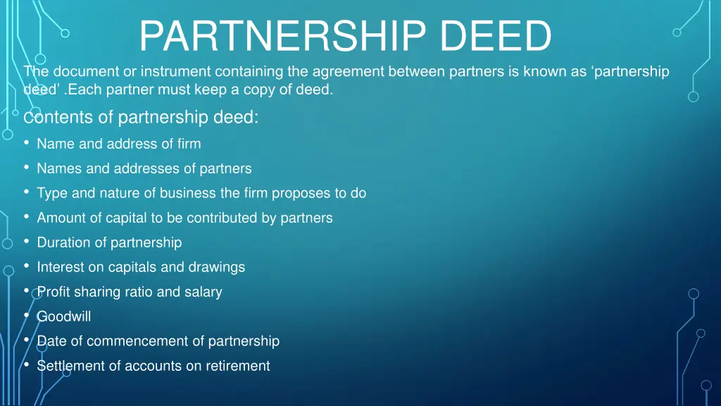 partnership deed the document or instrument
