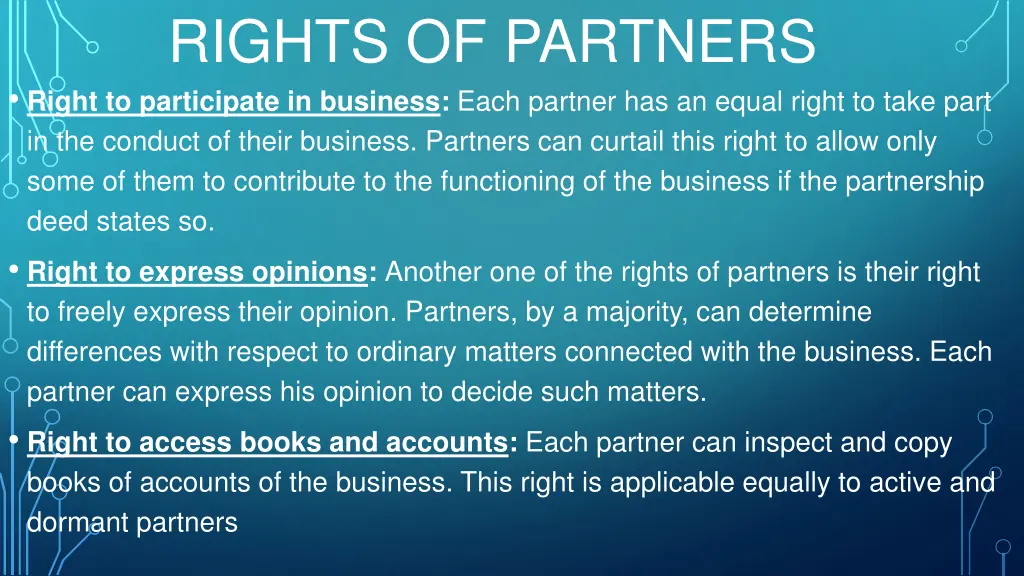 rights of partners right to participate