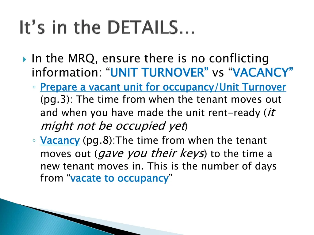 in the mrq ensure there is no conflicting