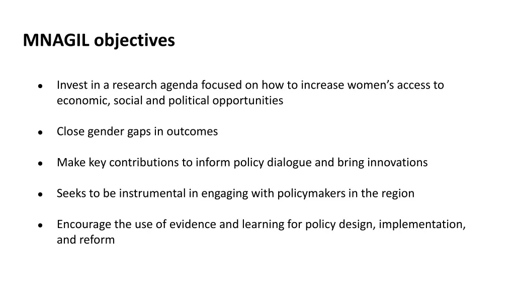 mnagil objectives