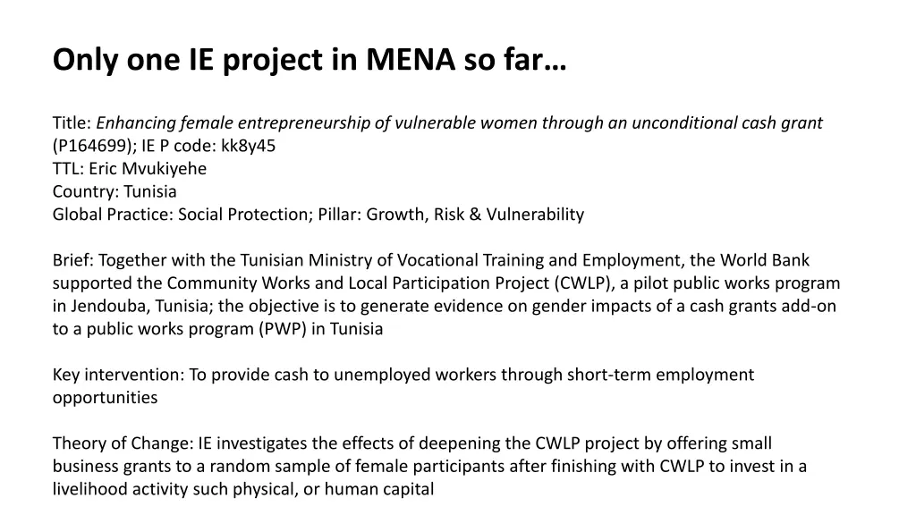 only one ie project in mena so far
