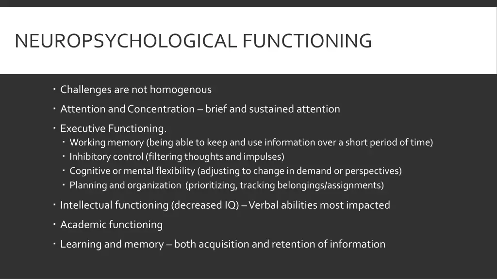 neuropsychological functioning
